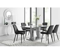 FurnitureboxUK Imperia 6 Grey Dining Table & 6 Pesaro Black Leg Chairs FurnitureboxUK Black