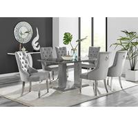 FurnitureboxUK Imperia 6 Grey Dining Table & 6 Velvet Belgravia Chairs FurnitureboxUK Grey