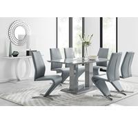 FurnitureboxUK Imperia 6 Grey Dining Table & 6 Willow Chairs FurnitureboxUK Grey