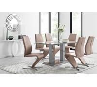 FurnitureboxUK Imperia 6 Grey Dining Table & 6 Willow Chairs in Beige FurnitureboxUK Beige