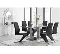 FurnitureboxUK Imperia 6 Grey Dining Table & 6 Willow Chairs in Black FurnitureboxUK Black