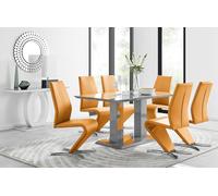 Imperia 6 Grey Dining Table and 6 Willow Chairs - Mustard