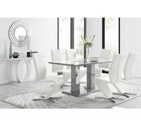 Imperia 6 Grey Dining Table and 6 Willow Chairs - White