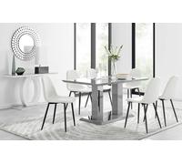 Furnitureboxuk Imperia 6 Grey Dining Table And 6 Corona Black Leg Chairs In Off White Off White One Size