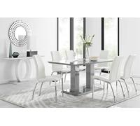 FurnitureboxUK Imperia 6 Grey Dining Table & 6 Isco Chairs in Off-White FurnitureboxUK Off-White