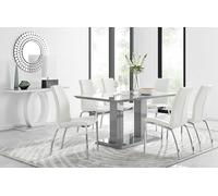 Imperia 6 Grey Dining Table and 6 Isco Chairs - White