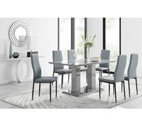 Furnitureboxuk Imperia 6 Grey Dining Table And 6 Milan Black Leg Chairs Grey One Size