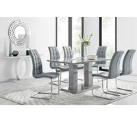 FurnitureboxUK Imperia 6 Grey Dining Table & 6 Murano Chairs FurnitureboxUK Grey