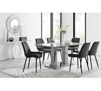 Furnitureboxuk Imperia 6 Grey Dining Table And 6 Pesaro Black Leg Chairs Black One Size