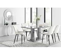 Imperia 6 Grey Dining Table and 6 Pesaro Black Leg Chairs - Cream