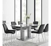 Furnitureboxuk Imperia 6 Grey Dining Table And 6 Pesaro Silver Leg Chairs In Black Black