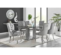 Furnitureboxuk Imperia 6 Grey Dining Table And 6 Velvet Belgravia Chairs Grey One Size