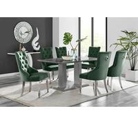 Furnitureboxuk Imperia 6 Grey Dining Table And 6 Velvet Belgravia Chairs In Green Green One Size