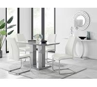 Imperia Modern Grey High Gloss Dining Table 4 Lorenzo Chrome Chairs Set - White