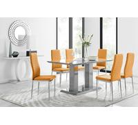 FurnitureboxUK Imperia Grey Modern High Gloss Dining Table & 6 Milan Dining Chairs Set in Mustard FurnitureboxUK Mustard