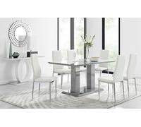 Imperia Grey Modern High Gloss Dining Table And 6 Milan Dining Chairs Set FurnitureboxUK Off White One Size