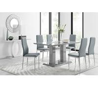 FurnitureboxUK Imperia Grey Modern High Gloss Dining Table & 6 Milan Dining Chairs Set FurnitureboxUK Grey