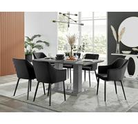 Furnitureboxuk Imperia High Gloss Grey Dining Table & 6 Calla Black Leg Chairs Black One Size