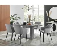 Furnitureboxuk Imperia High Gloss Grey Dining Table & 6 Calla Black Leg Chairs Grey One Size