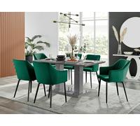 FurnitureboxUK Imperia High Gloss Grey Dining Table & 6 Calla Black Leg Chairs in Green FurnitureboxUK Green