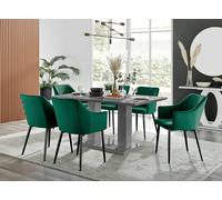 Furnitureboxuk Imperia High Gloss Grey Dining Table & 6 Calla Black Leg Chairs In Green Green One Size
