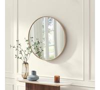 Furniturebox Uk Inga Oak Wood Medium Round 80Cm Wall Mirror