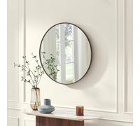 Furniturebox Uk Inga Walnut Wood Medium Round 80Cm Wall Mirror