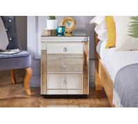 Furnitureboxuk Italian Inspired Contemporary Mirrored 3 Drawer Rectangular Bedside Table With Crystaline Shaped Handles In Silver Silver One Size