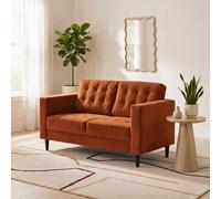 FurnitureboxUK Jade 2-Seater Soft Touch Velvet Sofa With Solid Wood Frame in Burnt Orange FurnitureboxUK Burnt Orange