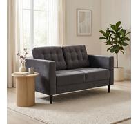 Furnitureboxuk Jade 2-Seater Soft Touch Velvet Sofa With Solid Wood Frame In Dark Grey Dark Grey