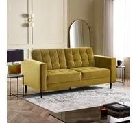 FurnitureboxUK Jade 3-Seater Soft Touch Velvet Sofa With Solid Wood Frame in Mustard FurnitureboxUK Mustard