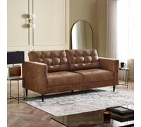 FurnitureboxUK Jade Brown Faux Leather 3 Seater Sofa in Tan FurnitureboxUK Tan