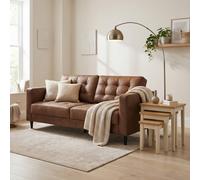 FurnitureboxUK Jade Brown Faux Leather 3 Seater Sofa in Tan FurnitureboxUK Tan
