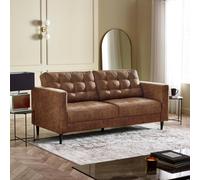 Furnitureboxuk Jade Brown Faux Leather 3 Seater Sofa In Tan Tan One Size