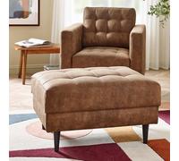 FurnitureboxUK Jade Modern Faux Leather Footstool in Tan FurnitureboxUK Tan
