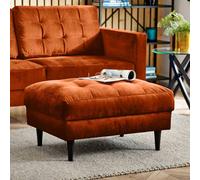 FurnitureboxUK Jade Velvet Chesterfield Footstool in Burnt Orange FurnitureboxUK Burnt Orange