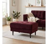 FurnitureboxUK Jade Velvet Chesterfield Footstool in Maroon FurnitureboxUK Maroon