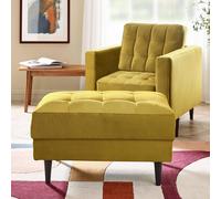 Furnitureboxuk Jade Velvet Chesterfield Footstool In Mustard Mustard One Size