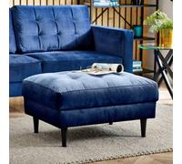 Furnitureboxuk Jade Velvet Chesterfield Footstool In Navy Navy