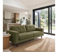 Furnitureboxuk Jasper Linen-Look Fabric 3 Seater Sofa In Green Green