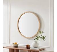 Furnitureboxuk Judith Oak Wood Medium 80X80Cm Round Wall Mirror In Light Brown