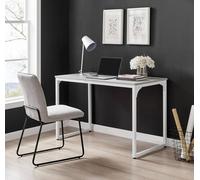 Furnitureboxuk Kendrick 120Cm Melamine Coated Home Office Computer Desk With White Legs In Grey Grey One Size