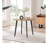 Furnitureboxuk Koko 4-Seater Round Melamine Scratch Resistant Dining Table With Black Legs In Light Oak Light Oak One Size