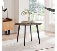 FurnitureboxUK Koko 4-Seater Round Melamine Scratch Resistant Dining Table With Black Legs in Walnut FurnitureboxUK Walnut