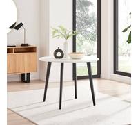 FurnitureboxUK Koko 4-Seater Round Melamine Scratch Resistant Dining Table With Black Legs in White FurnitureboxUK White
