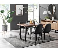 Kylo Brown Wood Effect Dining Table 4 Corona Black Leg Chairs - Black