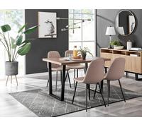 Kylo Brown Wood Effect Dining Table 4 Corona Black Leg Chairs - Cappuccino