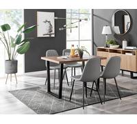 Kylo Brown Wood Effect Dining Table 4 Corona Black Leg Chairs - Grey