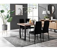 Furnitureboxuk Kylo Brown Wood Effect Dining Table With Black 'u' Legs & 4 Milan Velvet Chairs Black One Size