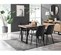 Kylo Brown Wood Effect Dining Table 4 Pesaro Black Leg Chairs - Black